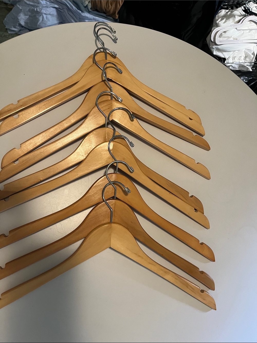 Classic Wooden Coat Hangers - Natural Brown (Set)